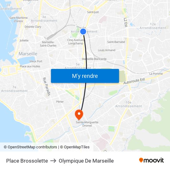 Place Brossolette to Olympique De Marseille map