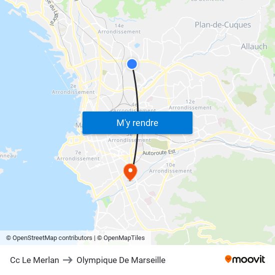 Cc Le Merlan to Olympique De Marseille map