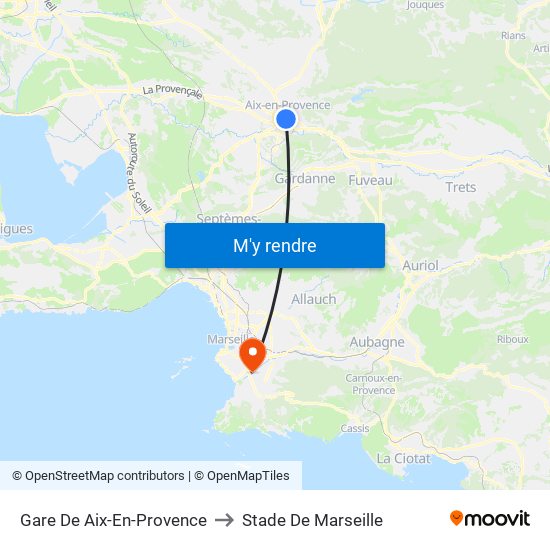 Gare De Aix-En-Provence to Stade De Marseille map