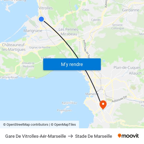 Gare De Vitrolles-Aér-Marseille to Stade De Marseille map