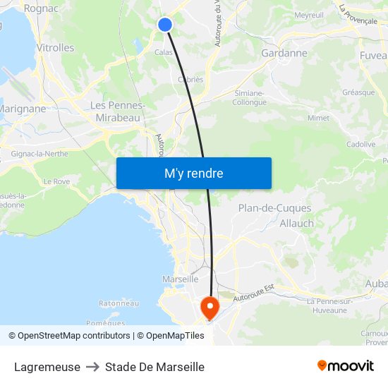 Lagremeuse to Stade De Marseille map