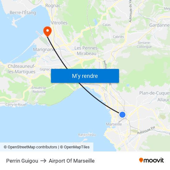 Perrin Guigou to Airport Of Marseille map