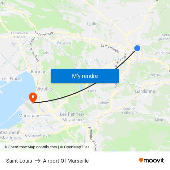 Saint-Louis to Airport Of Marseille map