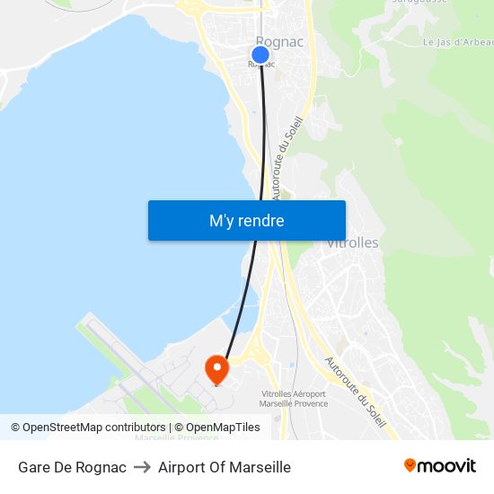 Gare De Rognac to Airport Of Marseille map