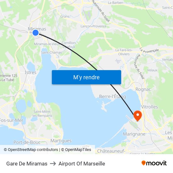 Gare De Miramas to Airport Of Marseille map