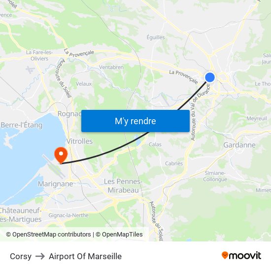 Corsy to Airport Of Marseille map