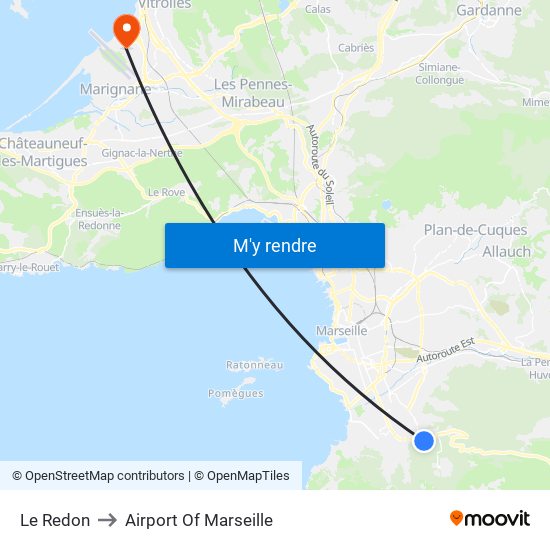 Le Redon to Airport Of Marseille map