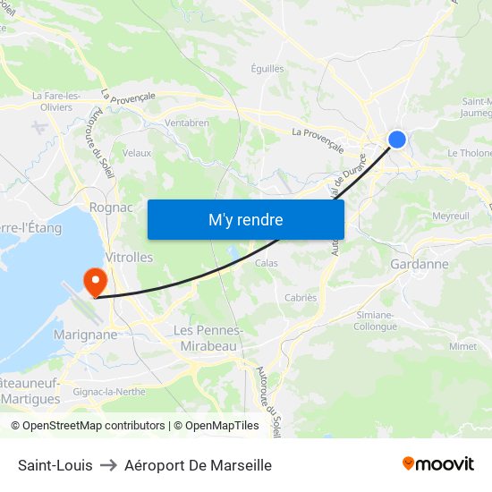 Saint-Louis to Aéroport De Marseille map