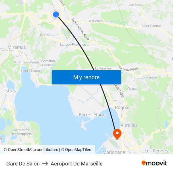 Gare De Salon to Aéroport De Marseille map