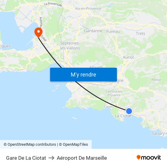 Gare De La Ciotat to Aéroport De Marseille map