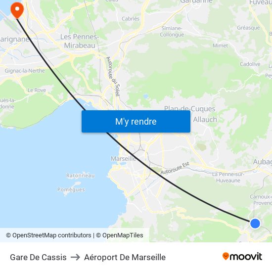 Gare De Cassis to Aéroport De Marseille map