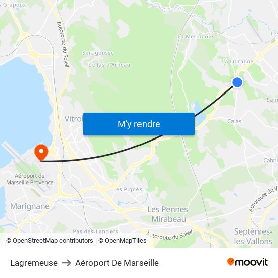 Lagremeuse to Aéroport De Marseille map