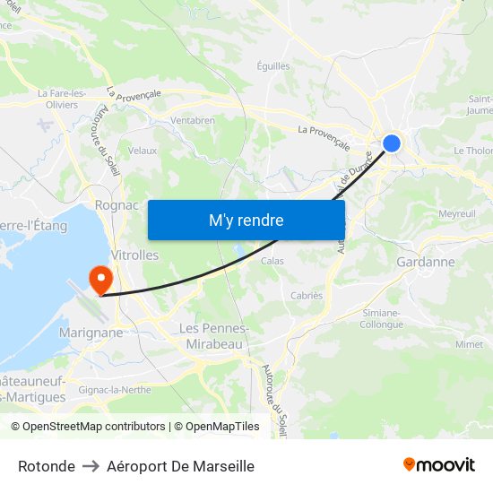 Rotonde to Aéroport De Marseille map