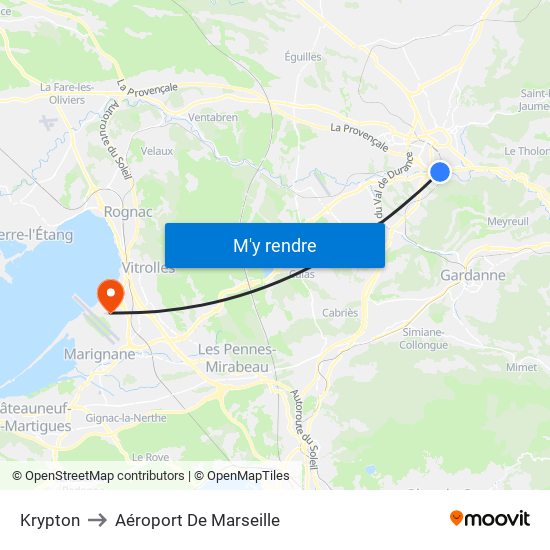 Krypton to Aéroport De Marseille map