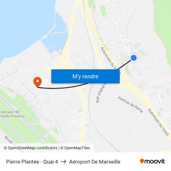 Pierre Plantée - Quai 4 to Aéroport De Marseille map