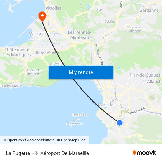 La Pugette to Aéroport De Marseille map