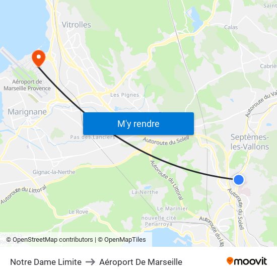 Notre Dame Limite to Aéroport De Marseille map