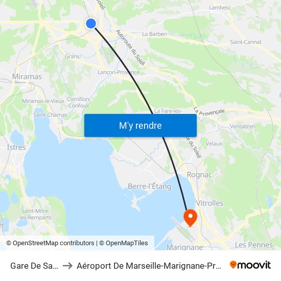 Gare De Salon to Aéroport De Marseille-Marignane-Provence map