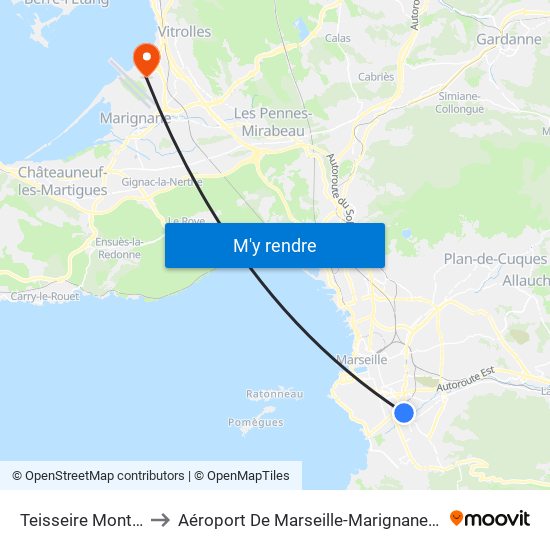 Teisseire Montfuron to Aéroport De Marseille-Marignane-Provence map