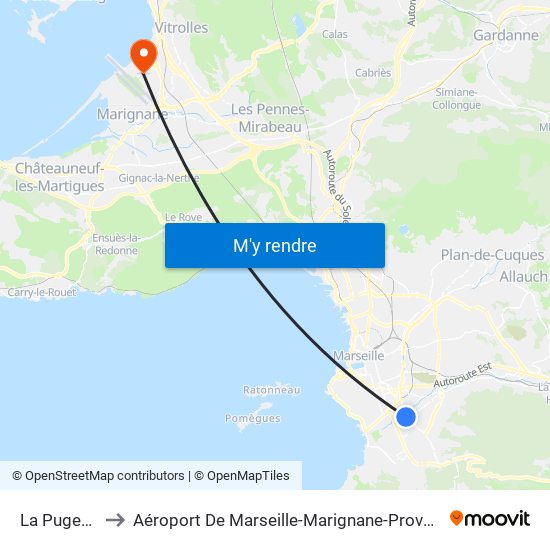 La Pugette to Aéroport De Marseille-Marignane-Provence map