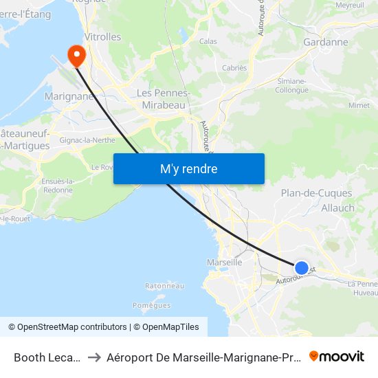 Booth Lecache to Aéroport De Marseille-Marignane-Provence map