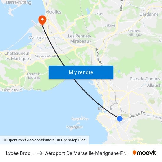 Lycée Brochier to Aéroport De Marseille-Marignane-Provence map