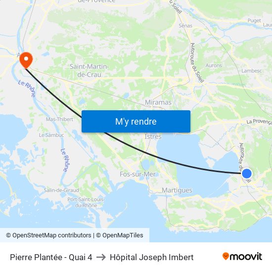 Pierre Plantée - Quai 4 to Hôpital Joseph Imbert map
