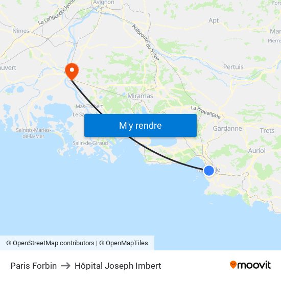 Paris Forbin to Hôpital Joseph Imbert map