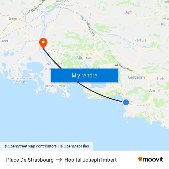Place De Strasbourg to Hôpital Joseph Imbert map
