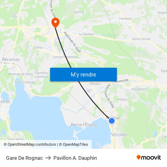 Gare De Rognac to Pavillon A. Dauphin map