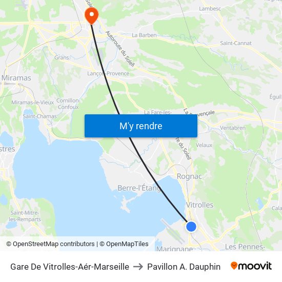 Gare De Vitrolles-Aér-Marseille to Pavillon A. Dauphin map