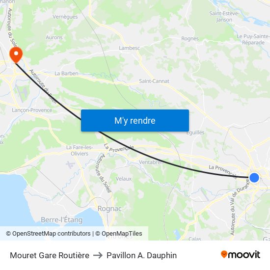 Mouret Gare Routière to Pavillon A. Dauphin map