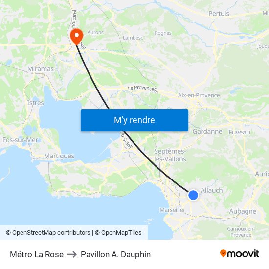 Métro La Rose to Pavillon A. Dauphin map