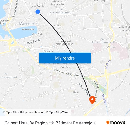 Colbert Hotel De Region to Bâtiment De Vernejoul map