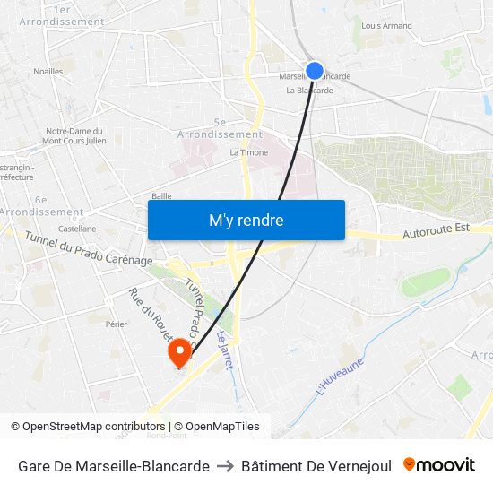 Gare De Marseille-Blancarde to Bâtiment De Vernejoul map