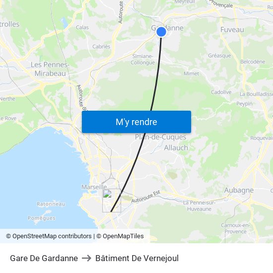 Gare De Gardanne to Bâtiment De Vernejoul map