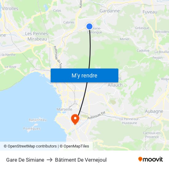 Gare De Simiane to Bâtiment De Vernejoul map