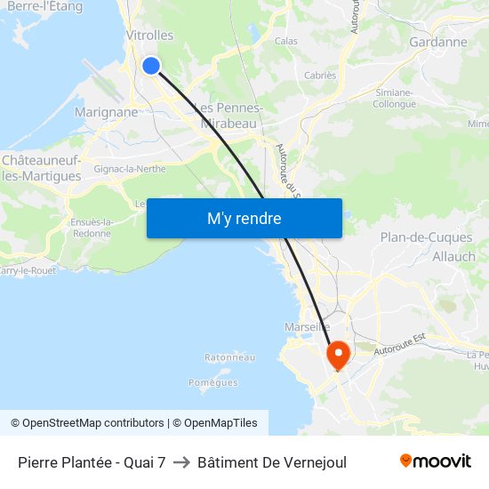 Pierre Plantée - Quai 7 to Bâtiment De Vernejoul map