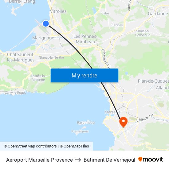 Aéroport Marseille-Provence to Bâtiment De Vernejoul map