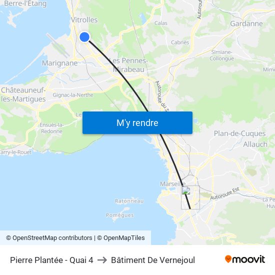 Pierre Plantée - Quai 4 to Bâtiment De Vernejoul map