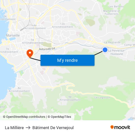 La Millière to Bâtiment De Vernejoul map