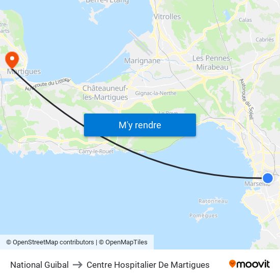 National Guibal to Centre Hospitalier De Martigues map