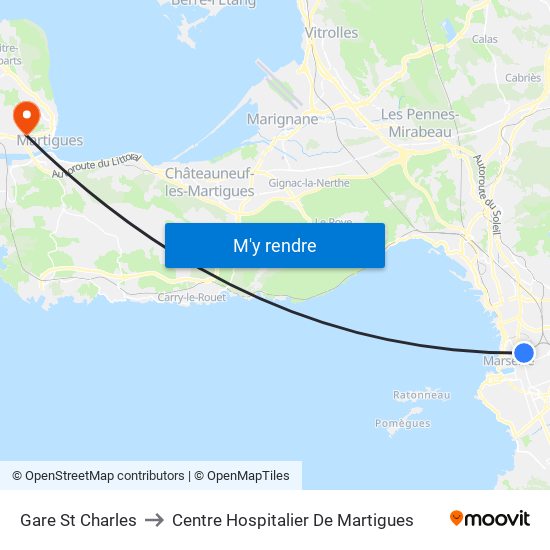 Gare St Charles to Centre Hospitalier De Martigues map