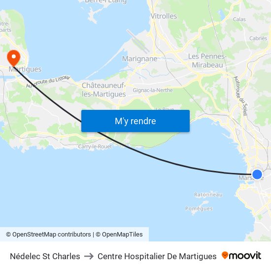 Nédelec St Charles to Centre Hospitalier De Martigues map