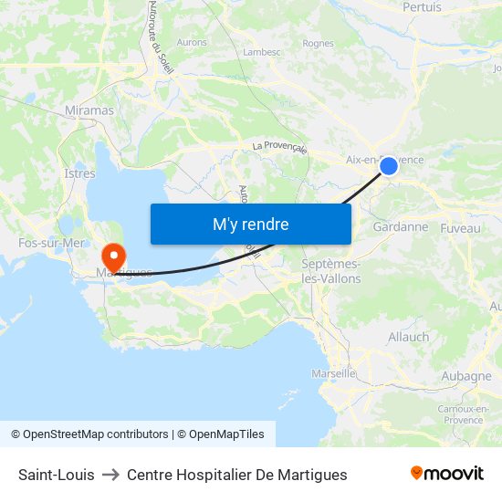 Saint-Louis to Centre Hospitalier De Martigues map