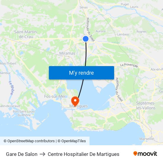 Gare De Salon to Centre Hospitalier De Martigues map