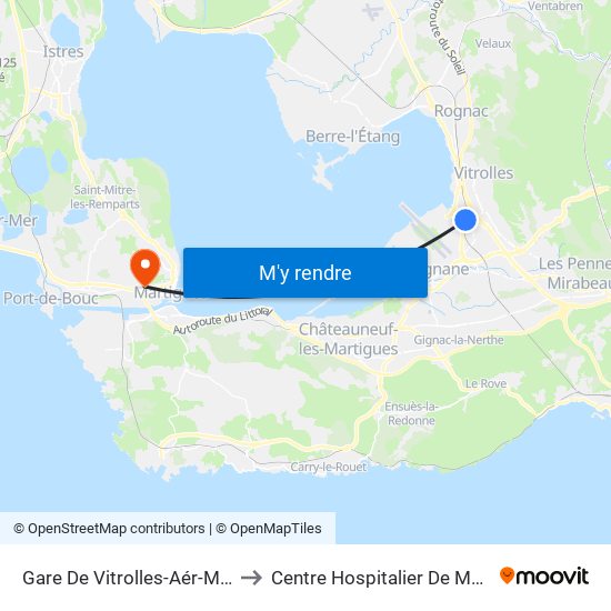 Gare De Vitrolles-Aér-Marseille to Centre Hospitalier De Martigues map