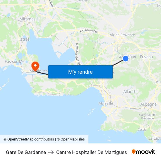 Gare De Gardanne to Centre Hospitalier De Martigues map