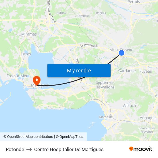 Rotonde to Centre Hospitalier De Martigues map