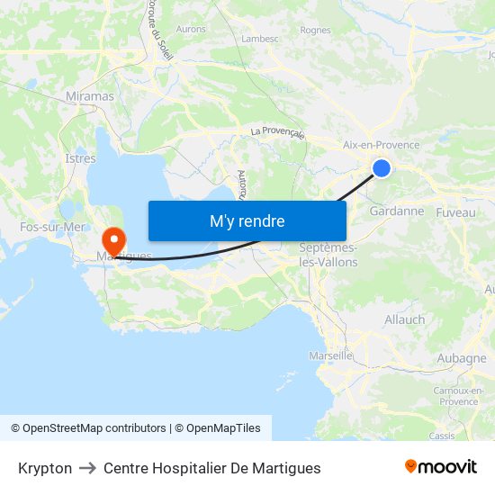 Krypton to Centre Hospitalier De Martigues map